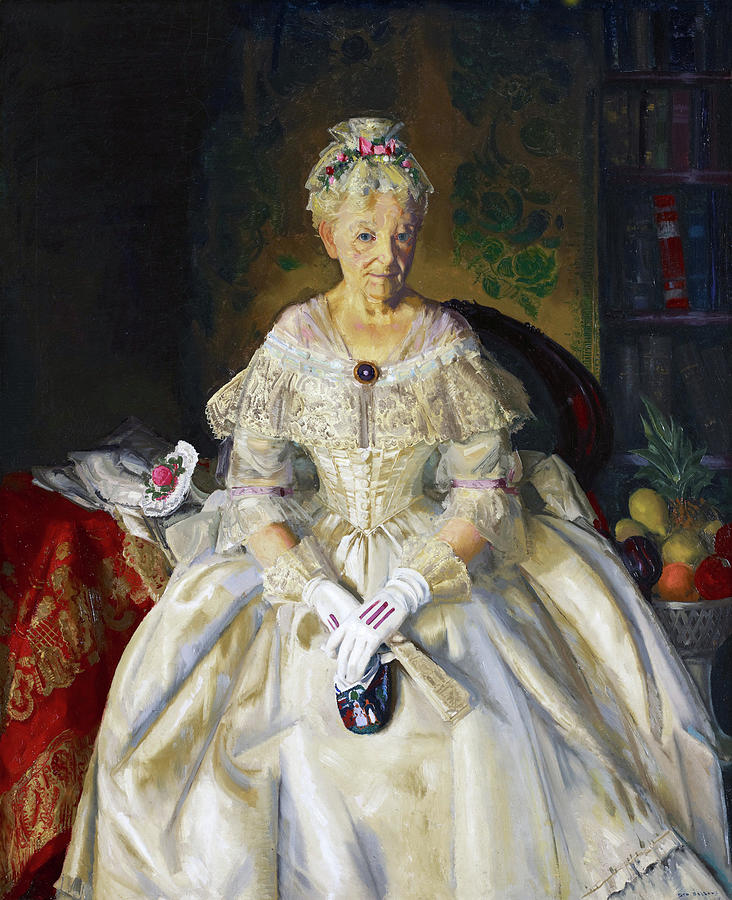 Portrait Painting - Mrs T in Cream Silk, No 2 #2 by George Bellows