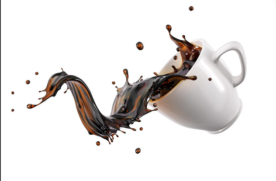 Mug with coffee wave, illustration #1 Drawing by Leonello Calvetti/science Photo Library