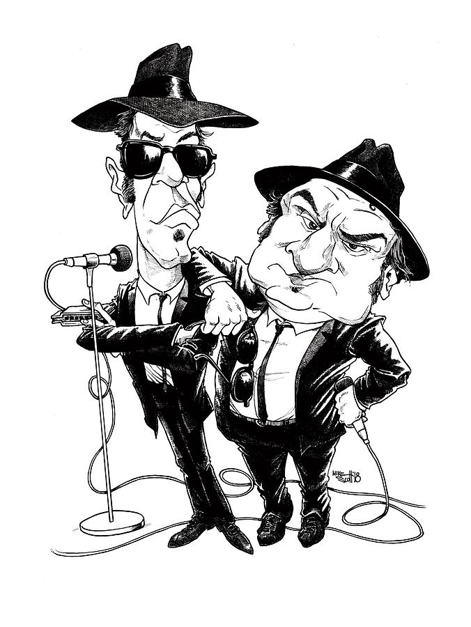 Blues Brothers Drawing by Mike Scott