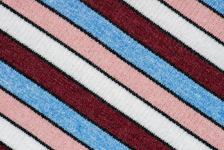Multicolored Striped Wool Fabric Texture Closeup Photo Background. Photograph