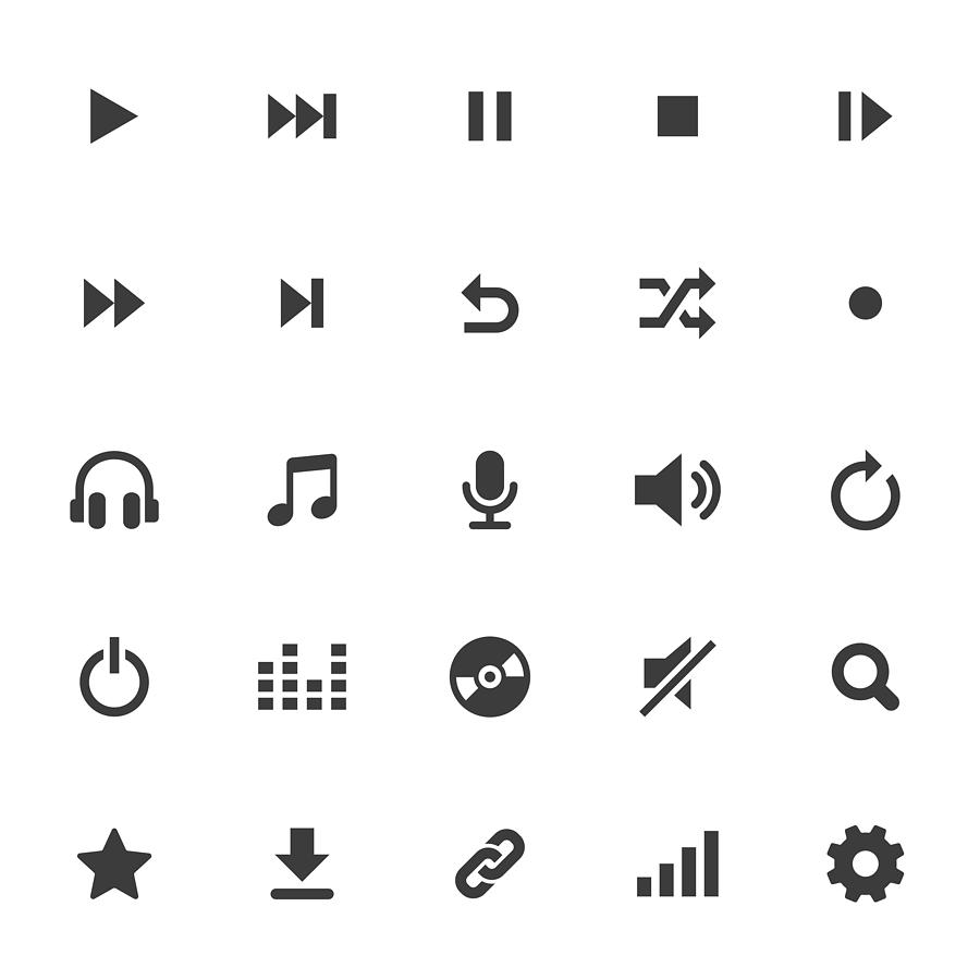 Multimedia and Audio Icons Set #1 Drawing by Kenex
