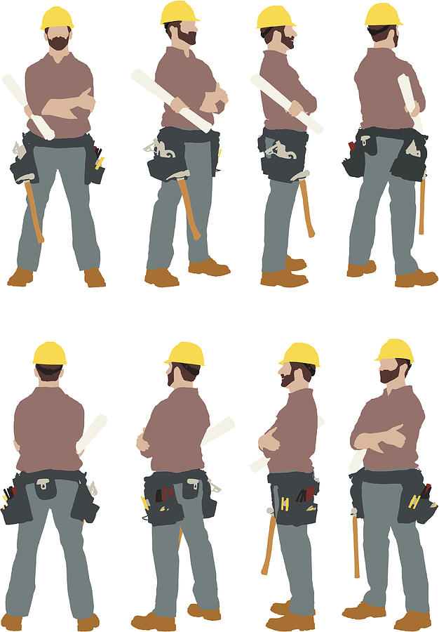 Multiple images of a construction worker #1 Drawing by 4x6