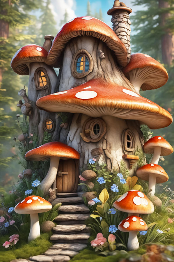 Nature Digital Art - Mushroom House #2 by Manjik Pictures