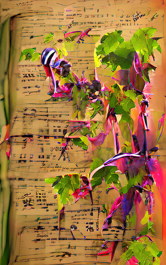 Music Scrolls in the Steampunk Vineyards AI #1 Digital Art by Floyd Snyder
