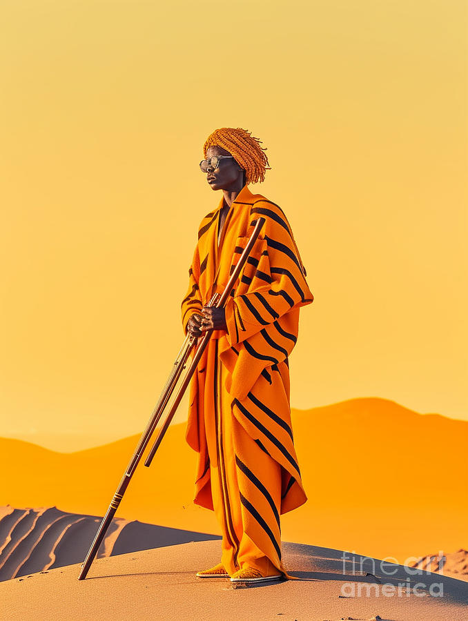 Musician  From  Himba  Namibia    Surreal  Cinematic  By Asar Studios Painting