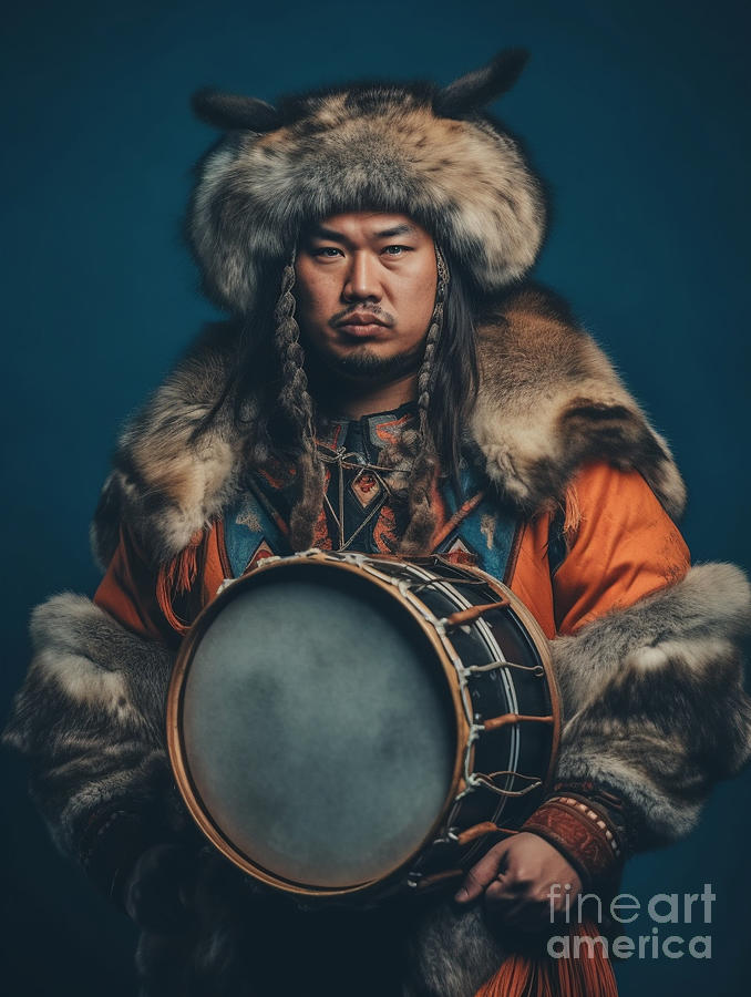 Musician  From  Nenets  Tribe  Siberia    Surreal   By Asar Studios Painting