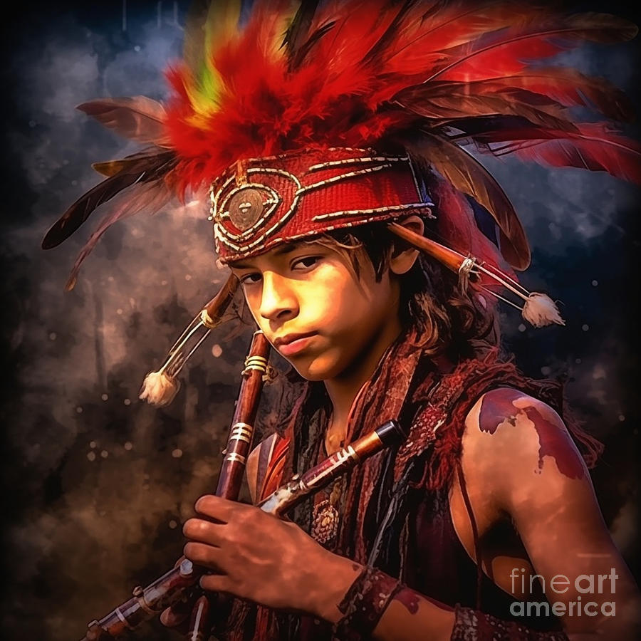 Musician  Youth  From  Coushatta  Tribe  Usa  Extreme  By Asar Studios Painting