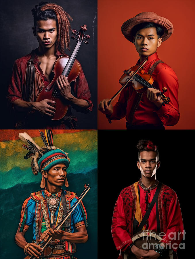 Musician  Youth  From  Dani  Tribe  Indonesia  Exreme  By Asar Studios Painting