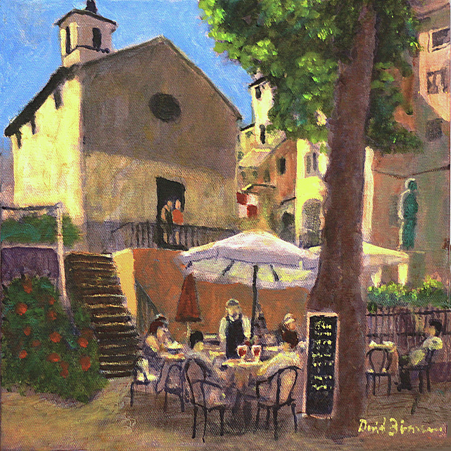 Cafe Scene Painting - My Favorite Cafe #1 by David Zimmerman