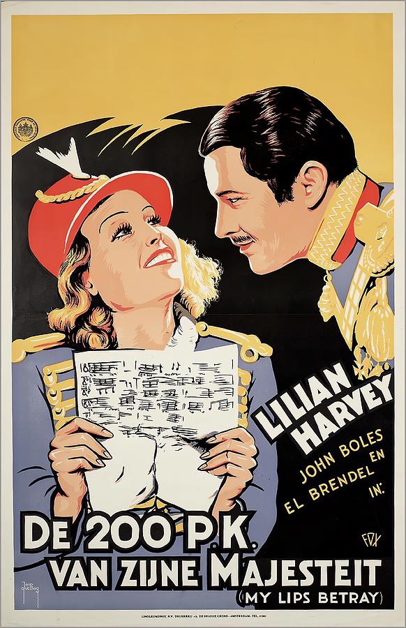 My Lips Betray, 1933 - art by Joop Van Den Berg Mixed Media by Movie World Posters