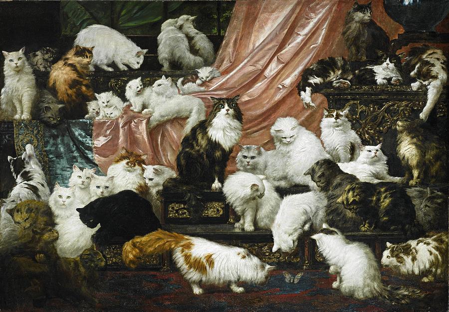 Cat Painting - My Wifes Lovers #1 by Carl Kahler