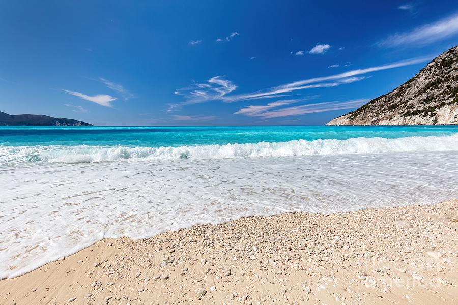 Myrtos Beach in Kefalonia, Greece #1 Photograph by Michal Bednarek