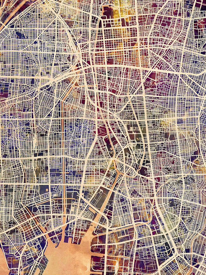 Nagoya Japan City Map #1 Digital Art by Michael Tompsett