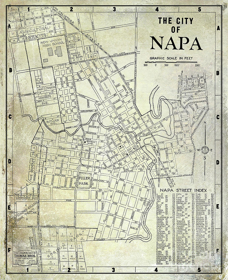 Napa City Map 1938 Photograph by Jon Neidert