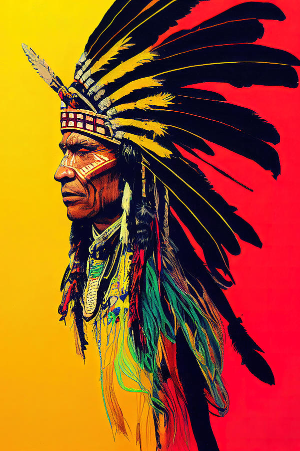 Native American Chief, 09 #1 Painting by AM FineArtPrints