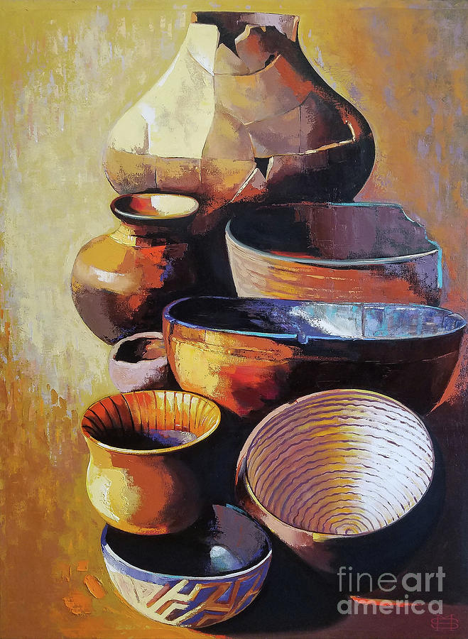 Native American Pottery Painting By Michael Stoyanov