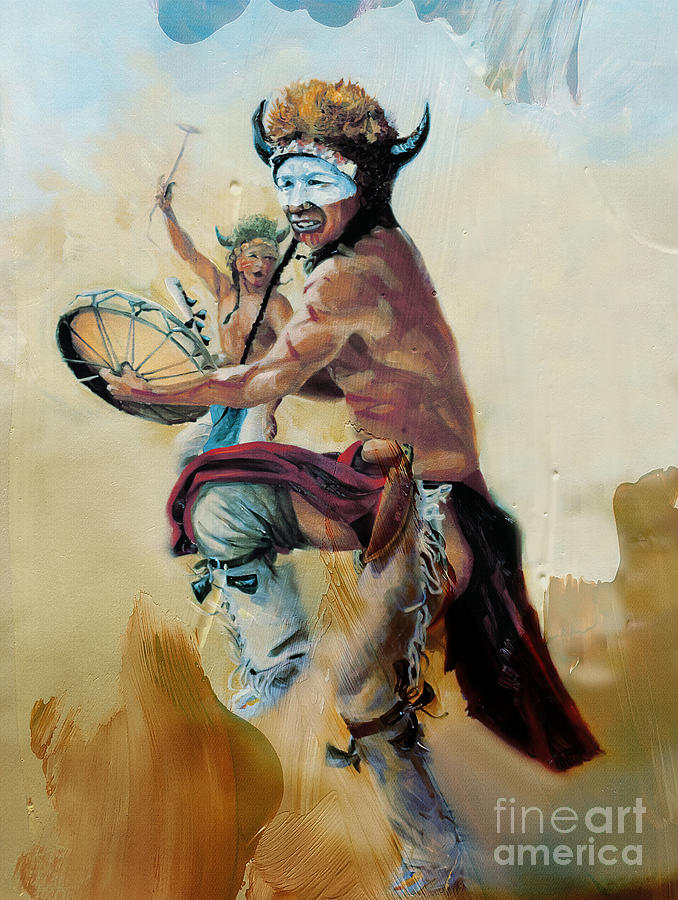 Native Cultural Dance  #1 Painting by Gull G