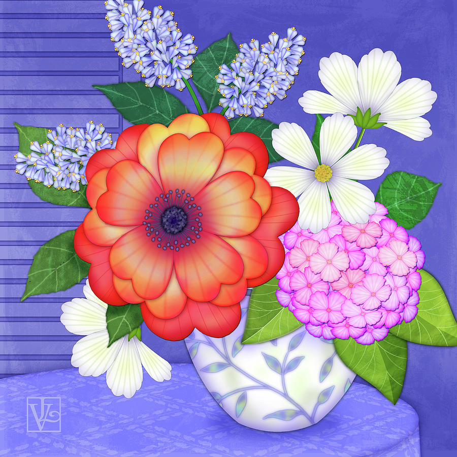 Natures Hope Flowers in Vase Digital Art by Valerie Drake Lesiak