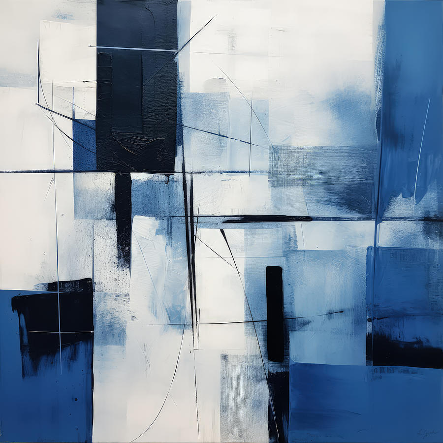 Blue and White Abstract Painting Painting by Lourry Legarde