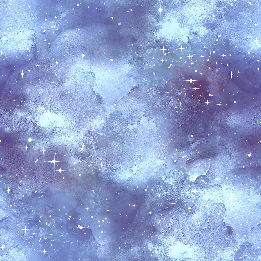 Navy Blue Galaxy Painting Digital Art by Sweet Birdie Studio - Fine Art ...