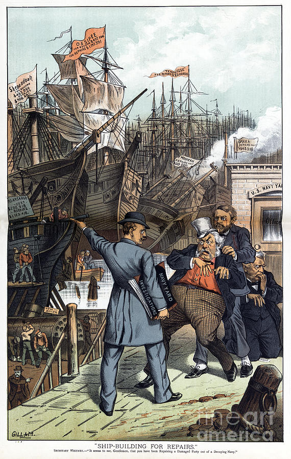 Navy Reform Cartoon, 1885 #2 Drawing by Bernhard Gillam
