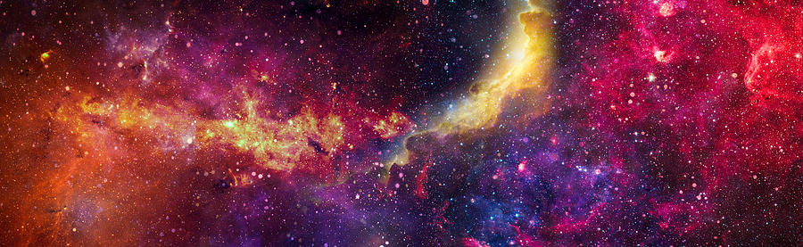 Nebula Night Starry Sky In Rainbow Colors Drawing
