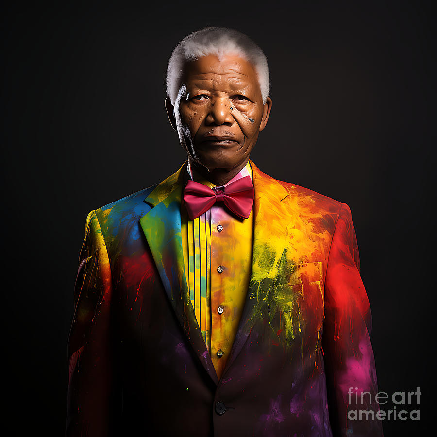 Fantasy Painting - nelson mandela androgynous photogram rainbowcor by Asar Studios #1 by Celestial Images