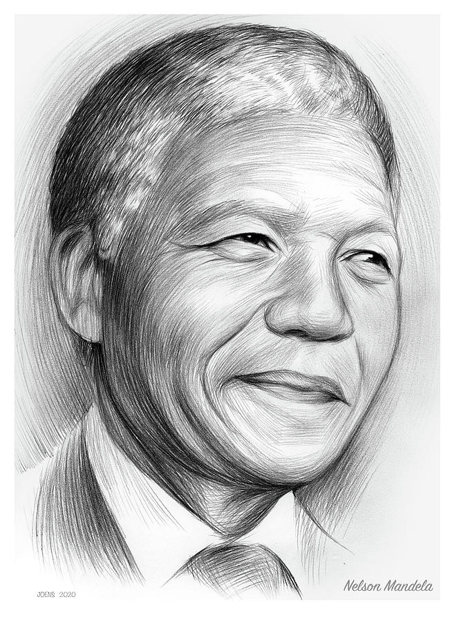 Nelson Mandela Drawing - Nelson Mandela #2 by Greg Joens