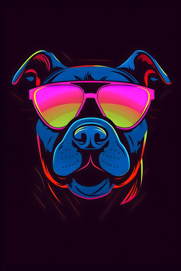 Neon American Staffordshire Terrier Digital Art by Span Moo - Fine Art ...