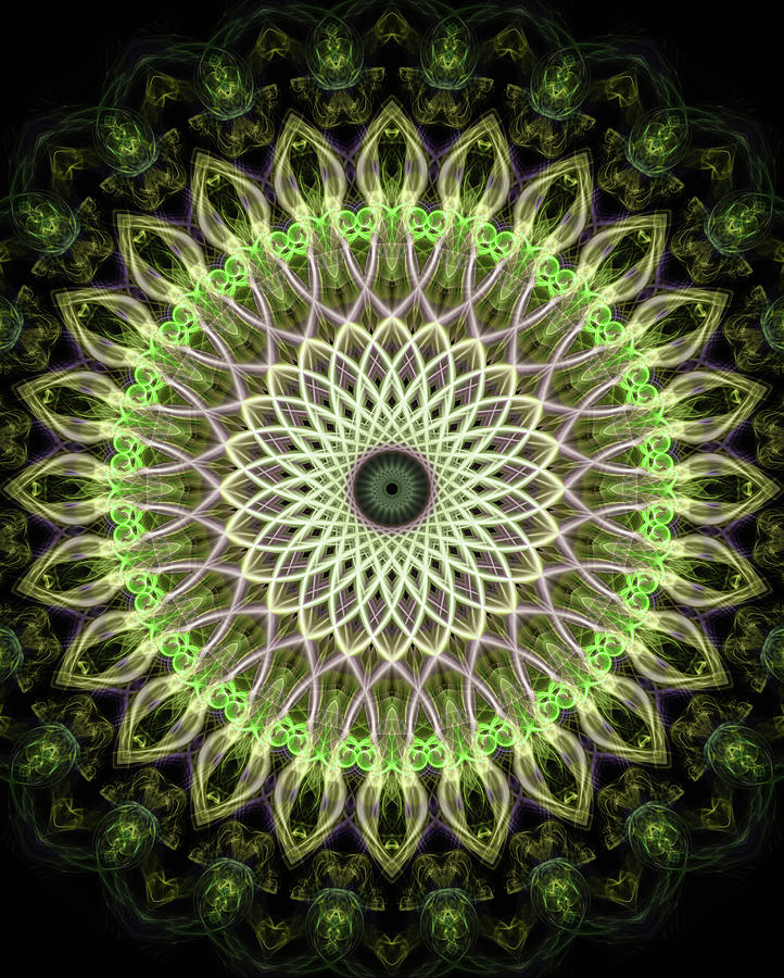 Neon green mandala #1 Digital Art by Jaroslaw Blaminsky