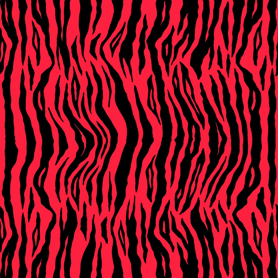 Neon Red Tiger Pattern Digital Art by Sweet Birdie Studio - Fine Art ...