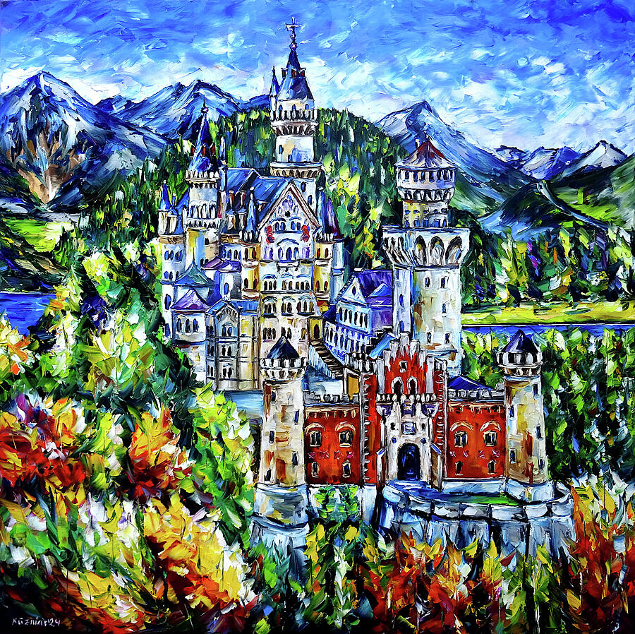 Castle Painting - Neuschwanstein Castle #1 by Mirek Kuzniar