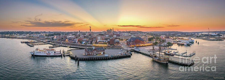 New London Connecticut Waterfront Aerial Panorama, photo by Petr Hejl #1 Photograph by Mike Gearin