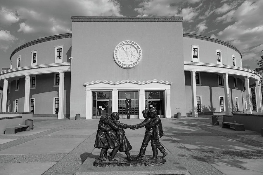 New Mexico state capitol building in Santa Fe New Mexico in black and white #1 Photograph by Eldon McGraw