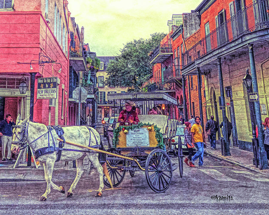 New Orleans Digital Art - New Orleans French Quarter Carriage Ride #1 by Rebecca Korpita