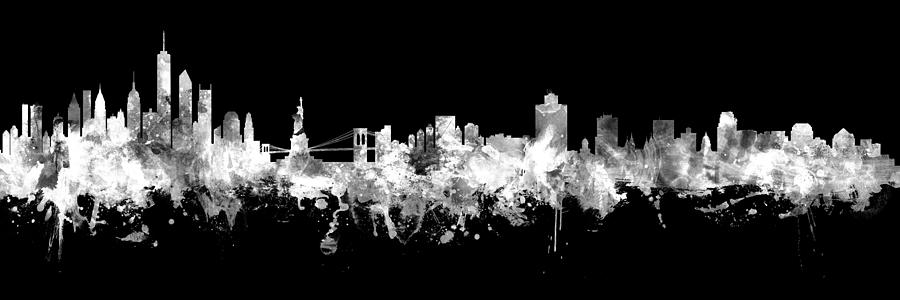 New York City and Salt Lake City Skylines Mashup #1 Digital Art by Michael Tompsett