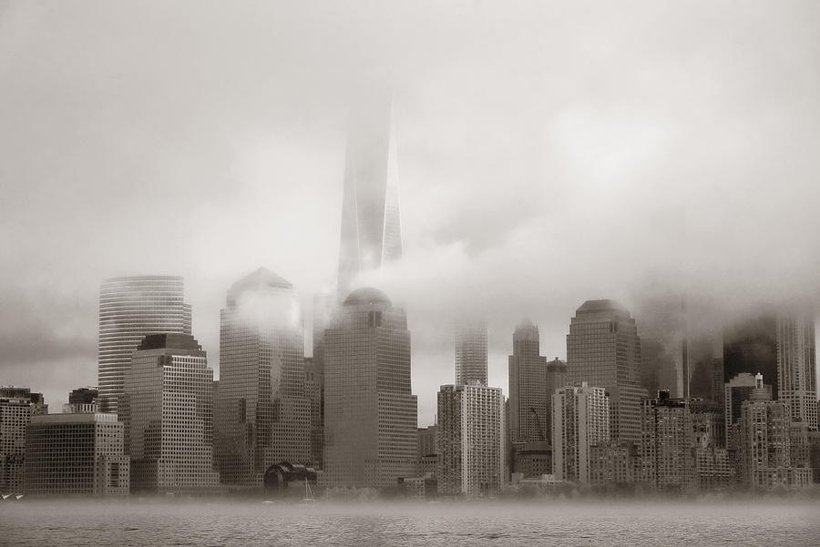 New York City downtown fog #1 Photograph by Songquan Deng