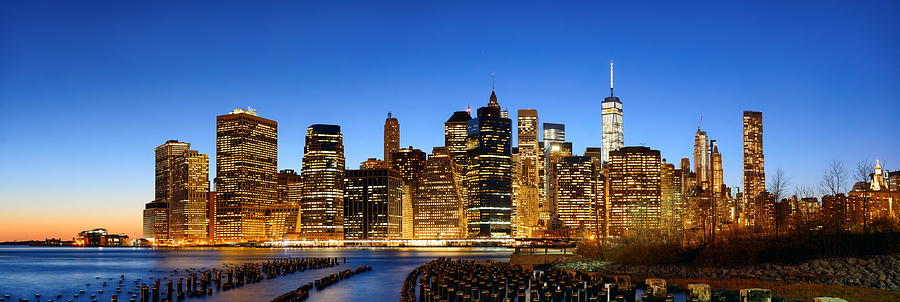 New York City downtown waterfront dusk #1 Photograph by Songquan Deng