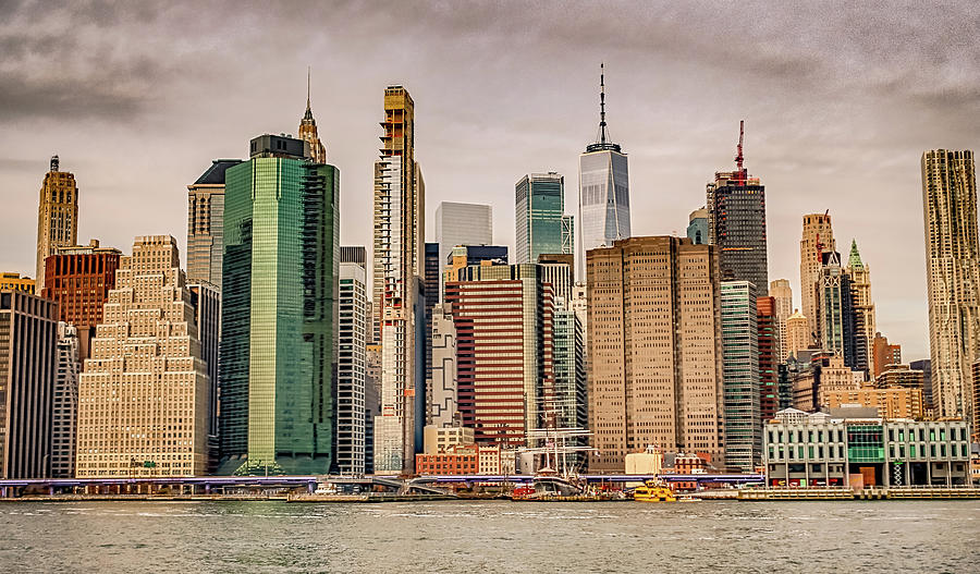 New York City Manhattan Skyline On A Cloudy Day In November #1 Photograph by Alex Grichenko