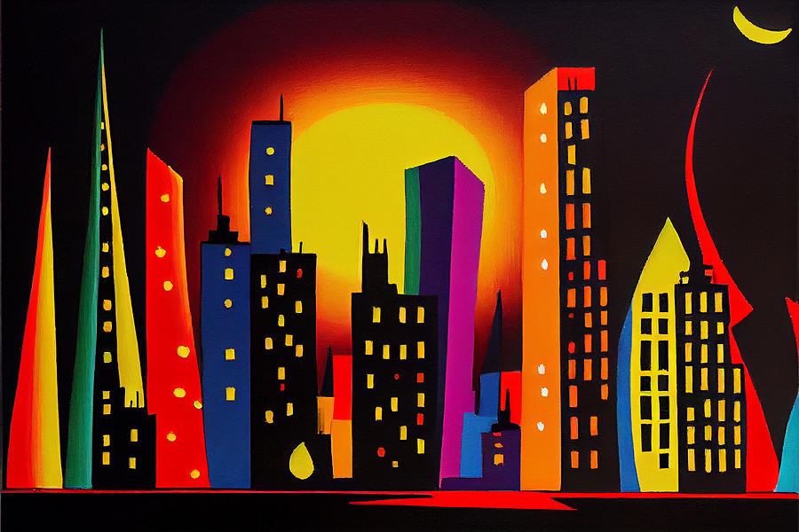 New  York  City  Skyline  In  Kandinsky  Style    Acryl By Asar Studios Digital Art
