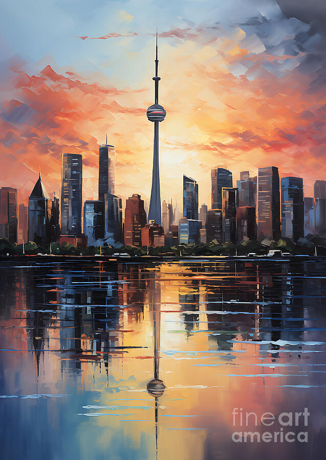 new york skyline in acrylic canvas in the style by Asar Studios #1 Painting by Celestial Images