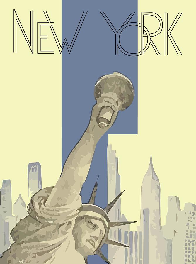 Skyscraper Digital Art - New York, Statue of Liberty #1 by Long Shot