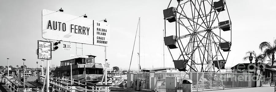 Newport Balboa Fun Zone Black and White Panorama Photo #1 Photograph by Paul Velgos
