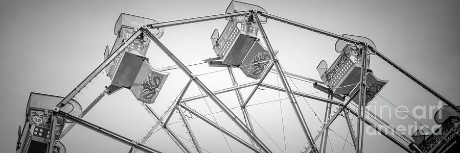 Newport Beach Ferris Wheel Black and White Panorama Photo #1 Photograph by Paul Velgos