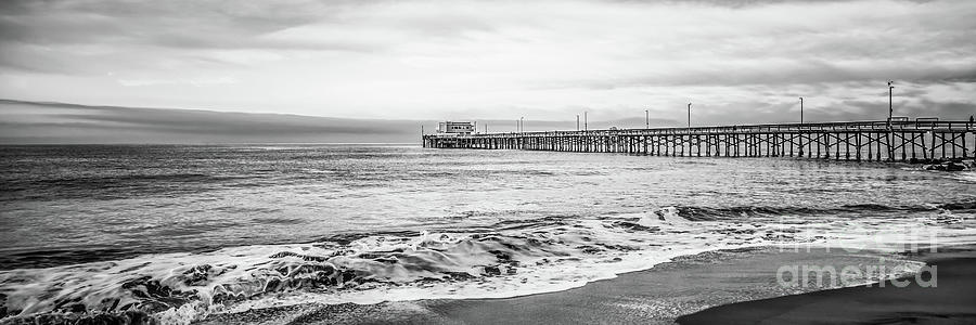 Newport Beach Pier Black and White Panorama Photo #1 Photograph by Paul Velgos