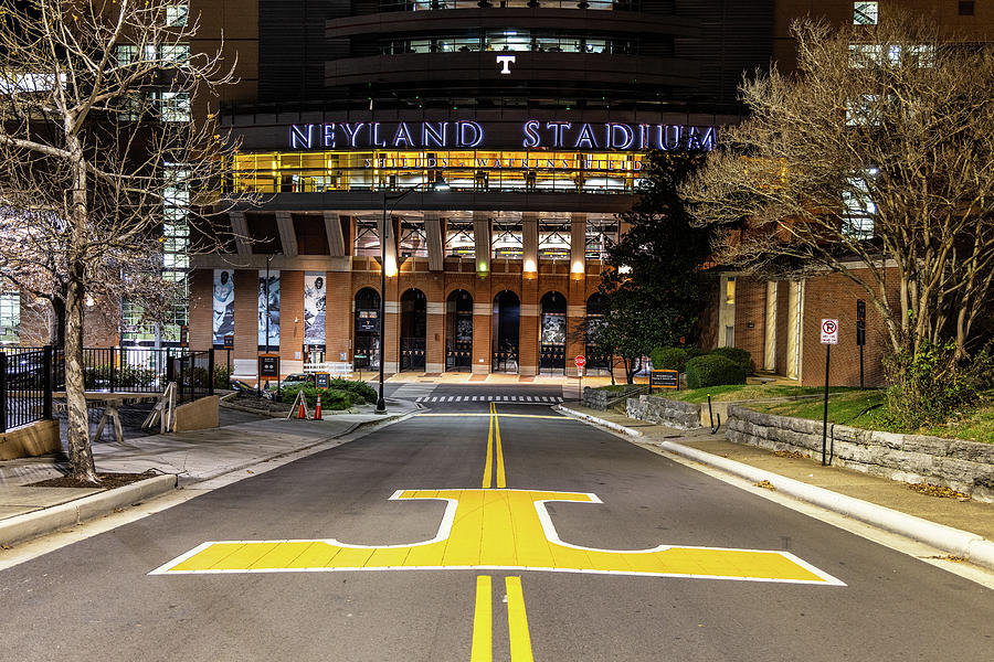 Neyland Stadium at the University of Tennessee at night #2 Photograph by Eldon McGraw