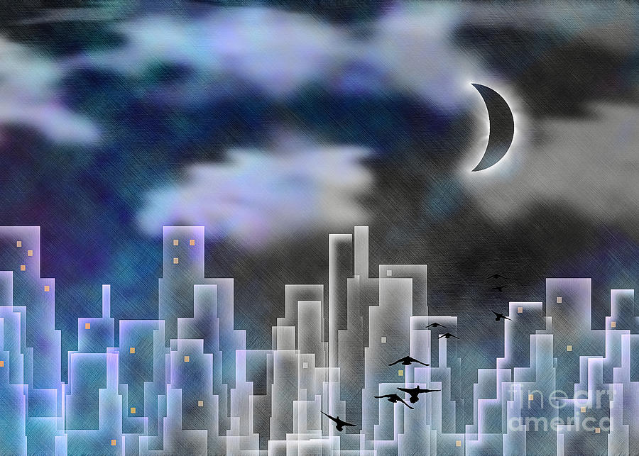 Night city silhouettes #1 Digital Art by Bruce Rolff