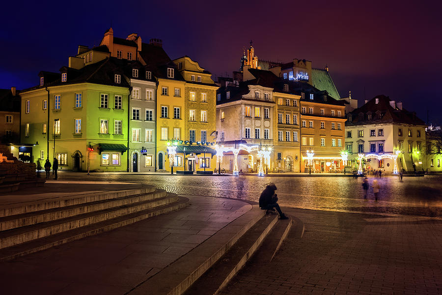 Night in Old Town of Warsaw City in Poland #1 Photograph by Artur Bogacki
