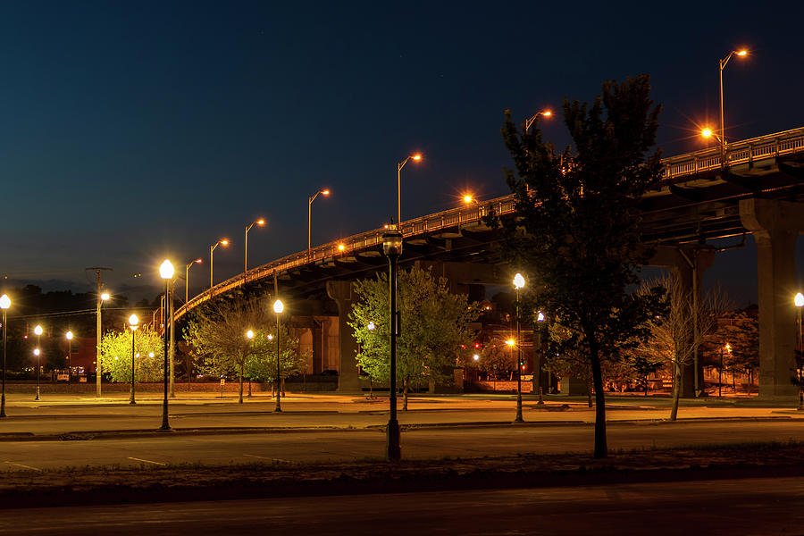 Night Lights on Bridge #1 Photograph by Sandra Js