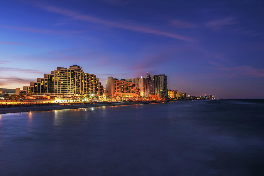 Night skyline of Daytona Beach in Florida, USA Photograph by Miroslav ...